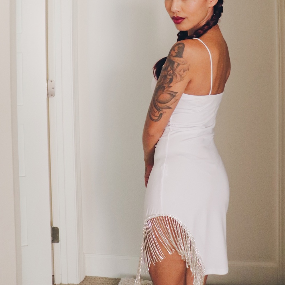 NEW White Dress with Tassel Detail - Picture 4 of 15